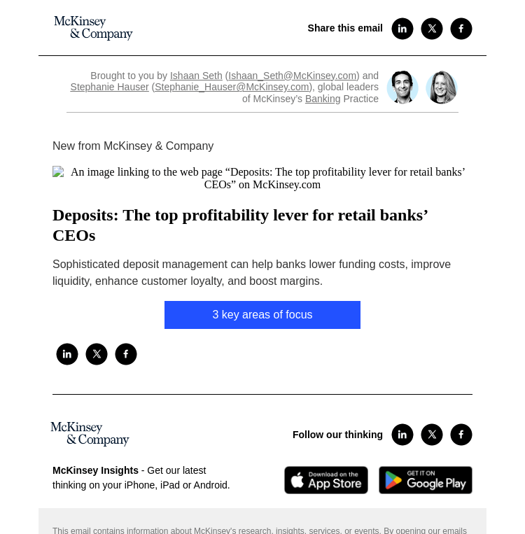 Письмо компании «McKinsey & Company» на тему «Deposits: The top profitability lever for retail banks’ CEOs»