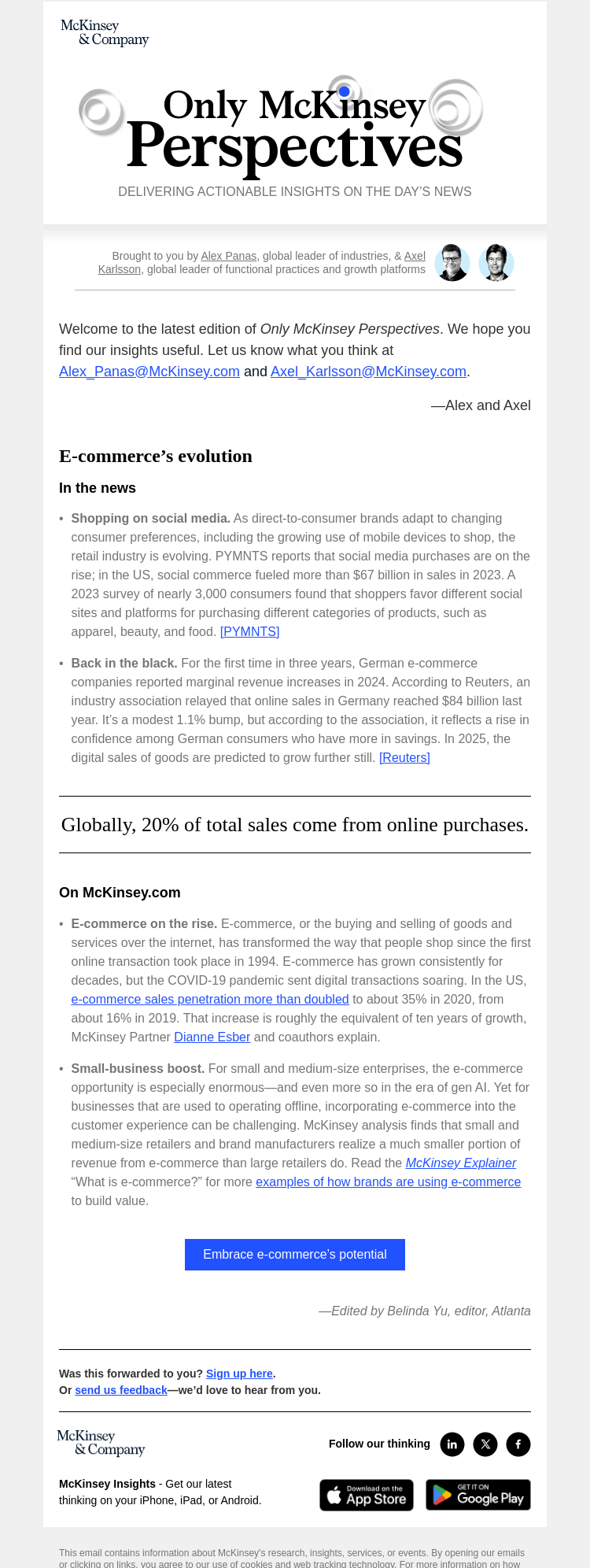 Письмо компании «McKinsey & Company» на тему «The trends behind social commerce’s rise»