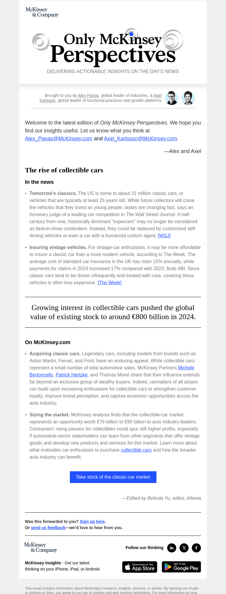 Письмо компании «McKinsey & Company» на тему «Understanding the growing collectible-car market»