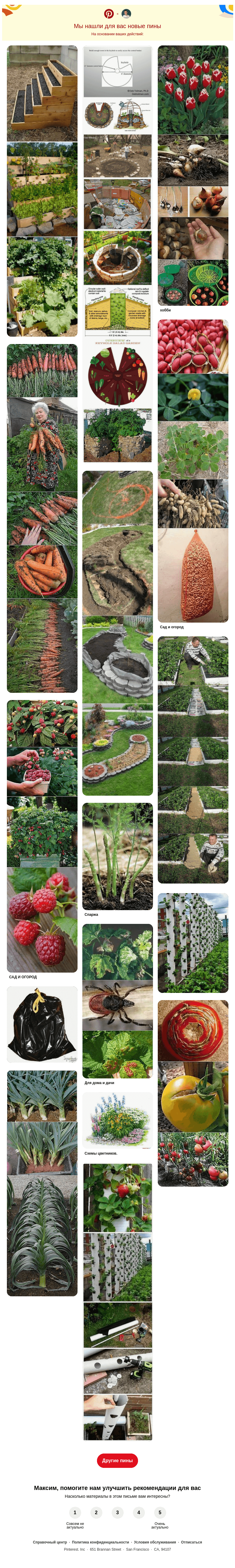 Письмо компании «Pinterest» на тему «🌿 Садоводство, 🌱 Растения и другие идеи, которые вы искали»