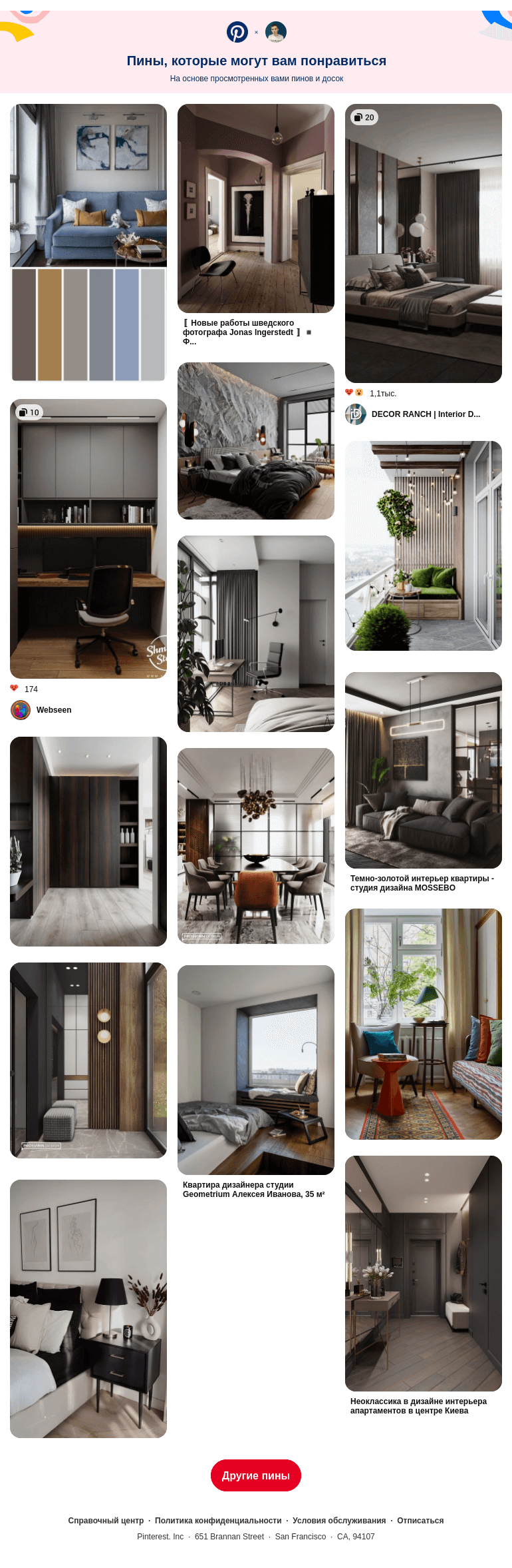 Письмо компании «Pinterest» на тему «Мы думаем, что вам могут понравиться эти идеи (15)»
