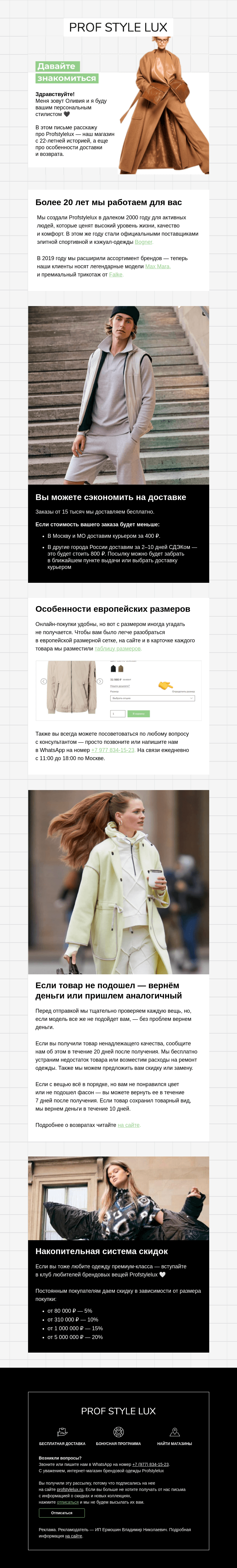 Письмо компании «Profstylelux» на тему «О шопинге в Profstylelux»