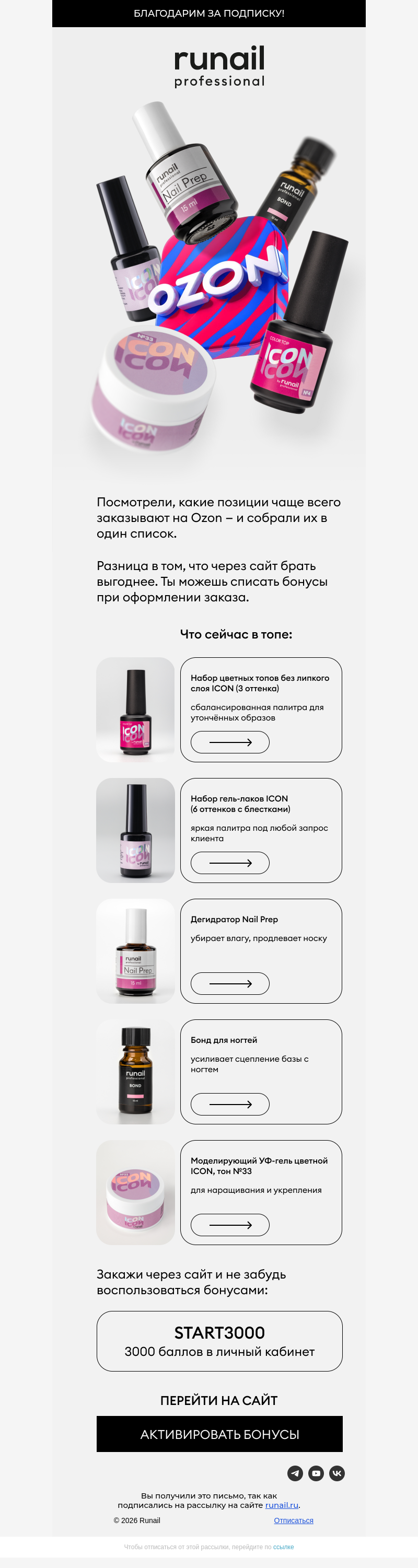 Письмо компании «Runail.ru» на тему «Уже списали свои 3000 ₽? 💰»