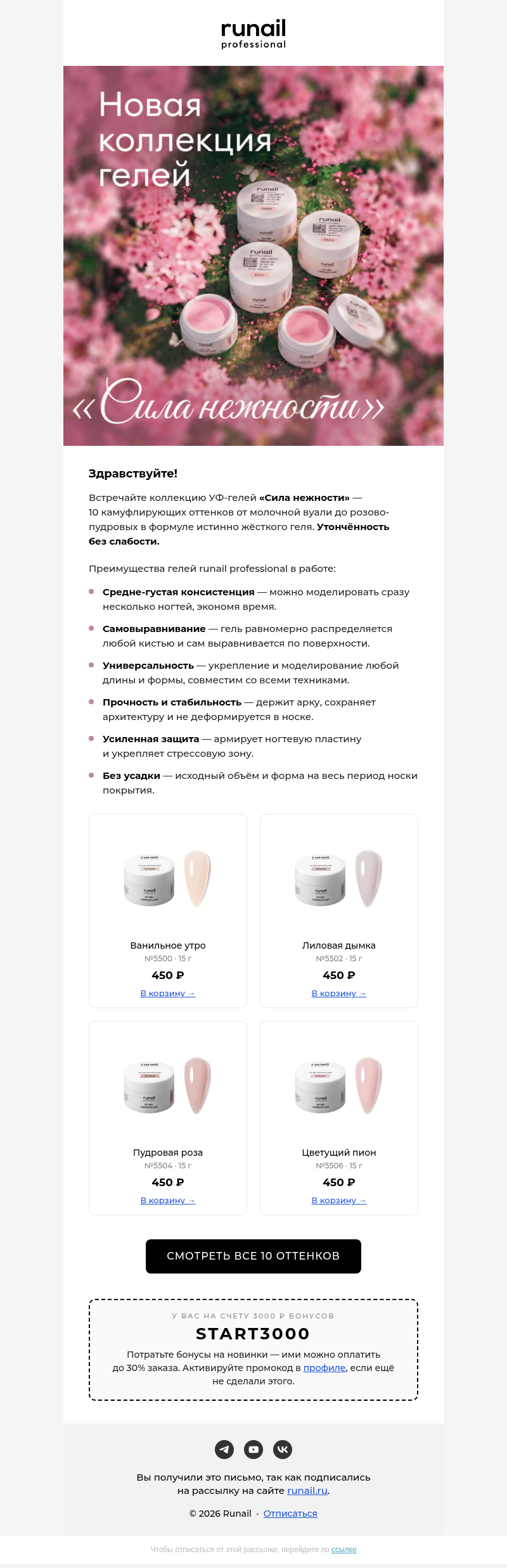 Письмо компании «Runail.ru» на тему «Ваш камуфляж прибыл! «Сила нежности» 🌸»