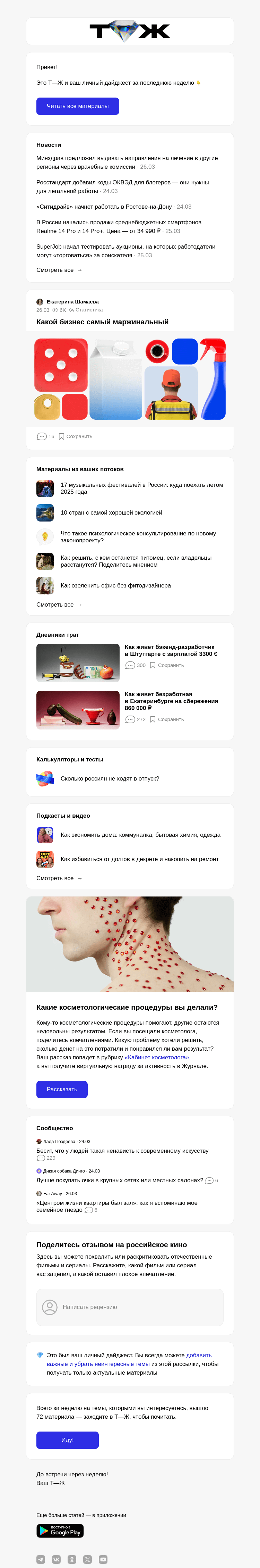 Письмо компании «Т—Ж» на тему «Какой бизнес самый маржинальный»