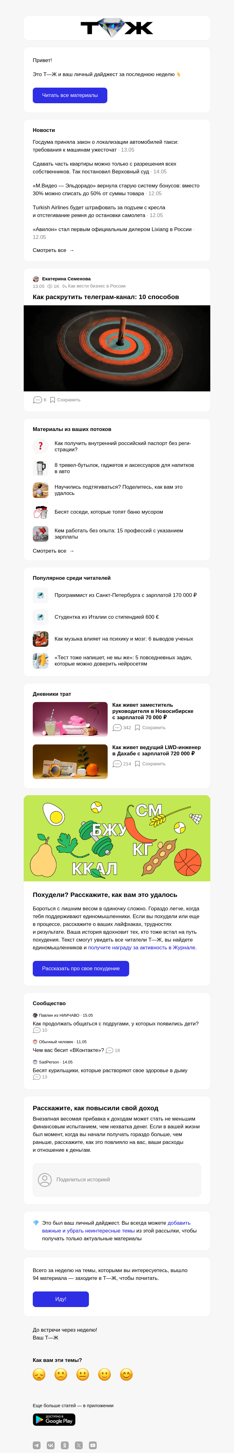 Письмо компании «Т—Ж» на тему «Как раскрутить телеграм-канал: 10 способов»