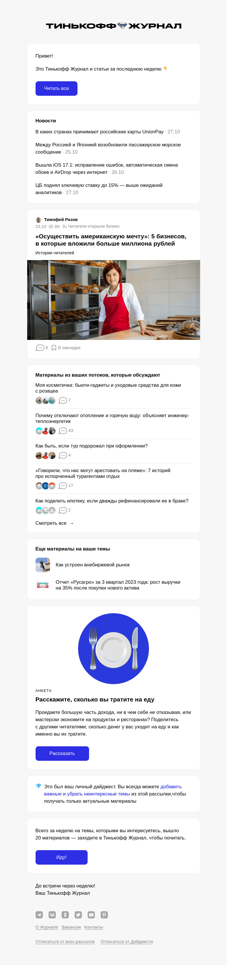 Письмо компании «Т—Ж» на тему « «Осуществить американскую мечту»: 5 бизнесов, в которые вложили больше миллиона рублей»