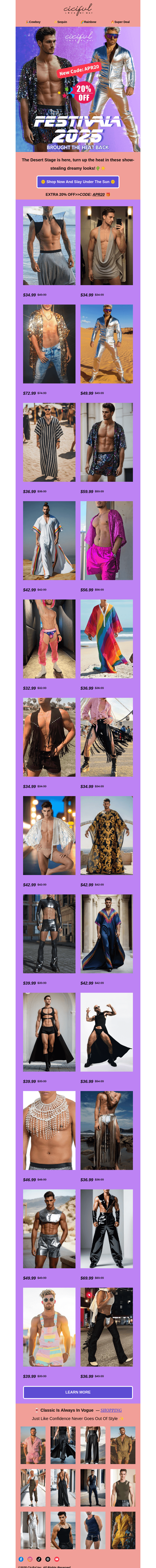 Письмо компании «Ciciful» на тему «🏜️Stand Out In The Desert Crowd—Enjoy 20% Off All Styles!»