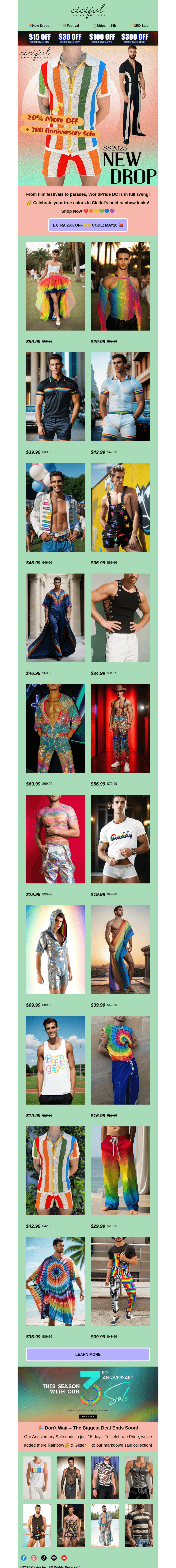 Письмо компании «Ciciful» на тему «⏰Last Call! Anniversary Sale & New Pride Drops🌈»