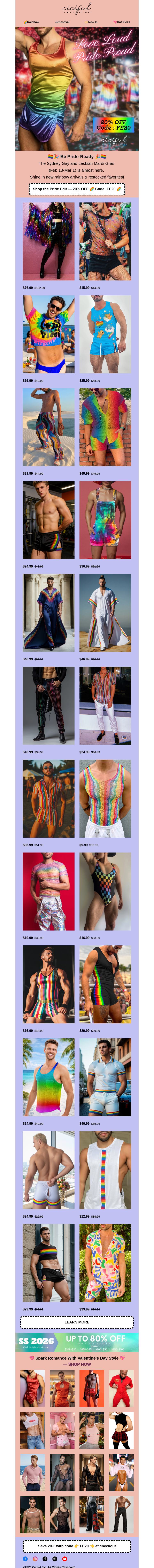 Письмо компании «Ciciful» на тему «20% Off to Dress for February's Best 💅»