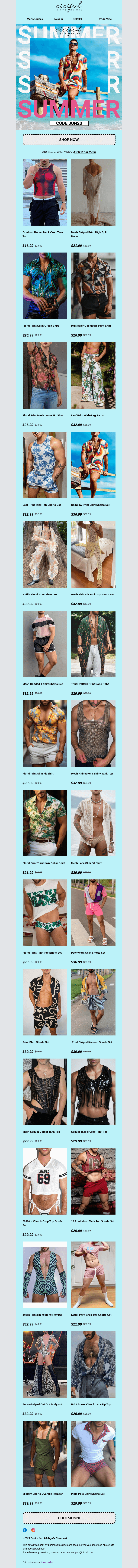Письмо компании «Ciciful» на тему «💥Summer Break Sale🌴Unbelievable Prices🔥»