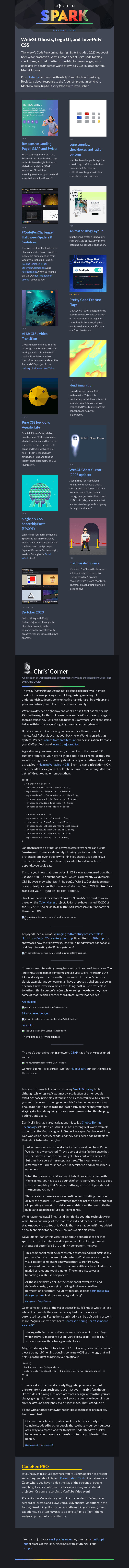 Письмо компании «CodePen» на тему «WebGL Ghosts, Lego UI, and Low-Poly CSS»