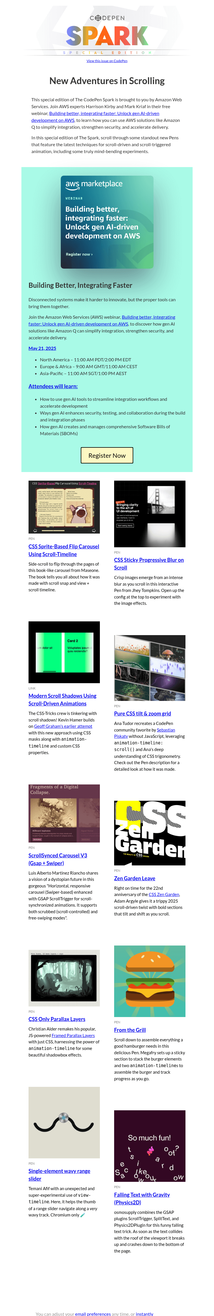 Письмо компании «CodePen» на тему «[CodePen Spark] New Adventures in Scrolling»