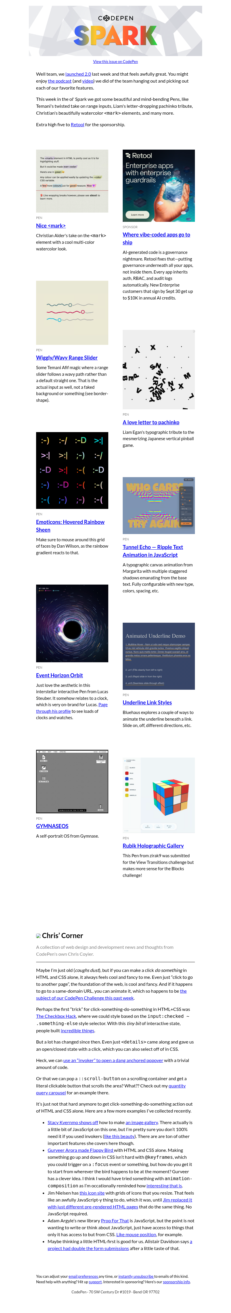 Письмо компании «CodePen» на тему «Hey Man Nice Mark»