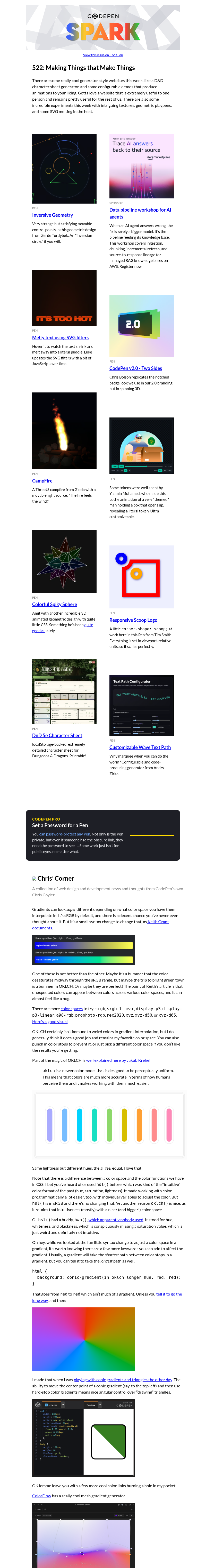 Письмо компании «CodePen» на тему «522: Making Things that Make Things»