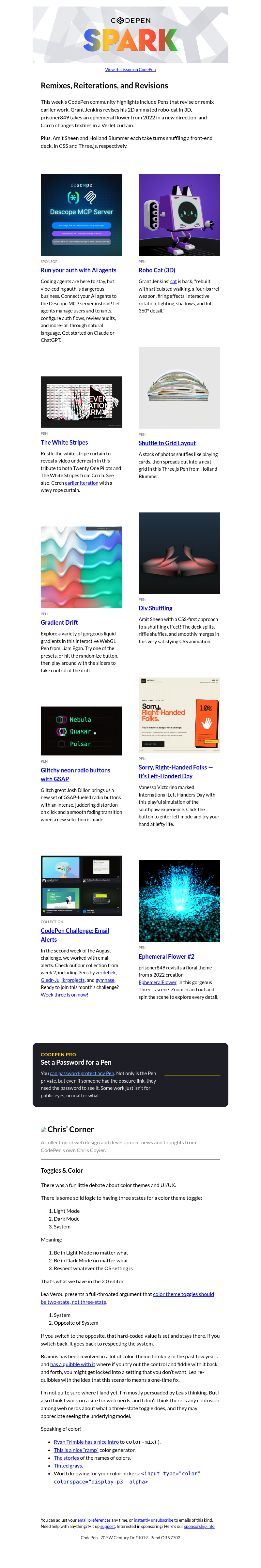 Письмо компании «CodePen» на тему «Remixes, Reiterations, and Revisions»