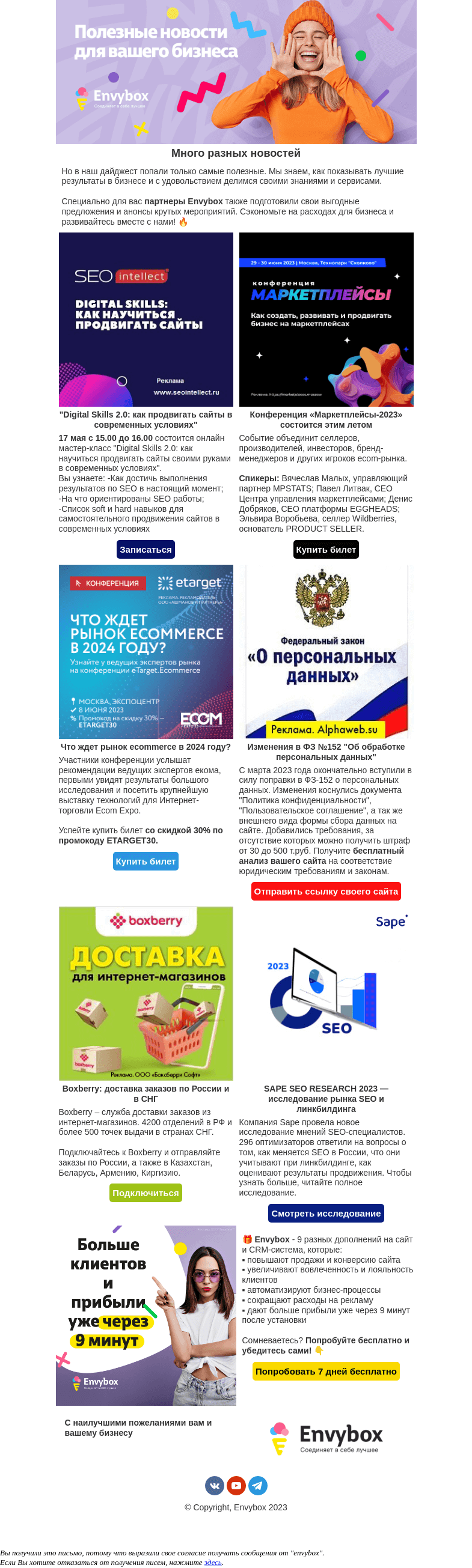 Письмо компании «Envybox» на тему «💌 У вас (1) новое сообщение»