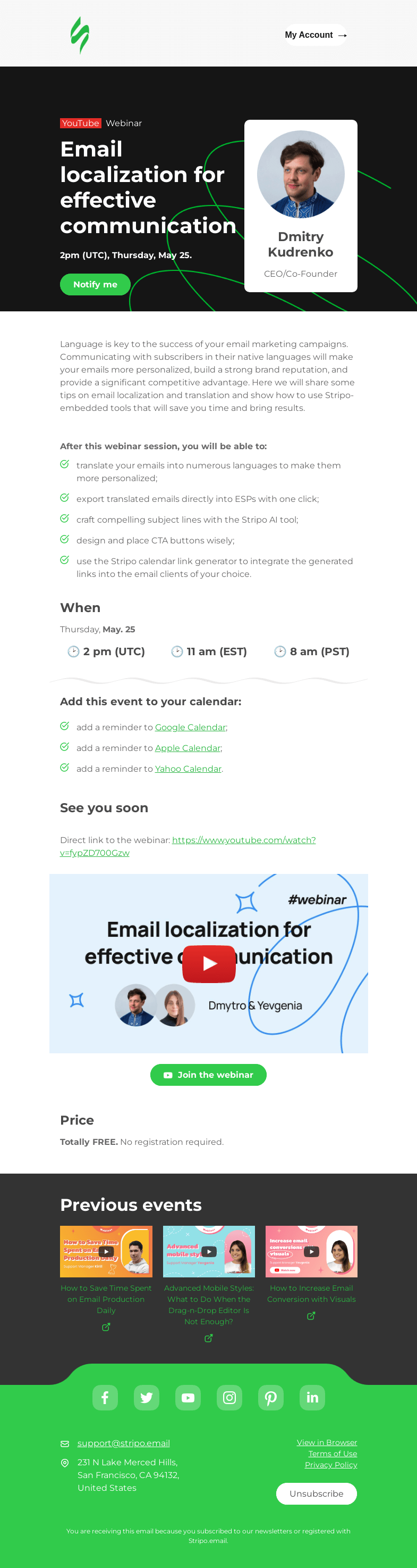 Письмо компании «Stripo» на тему «📣Email localization for effective communication»