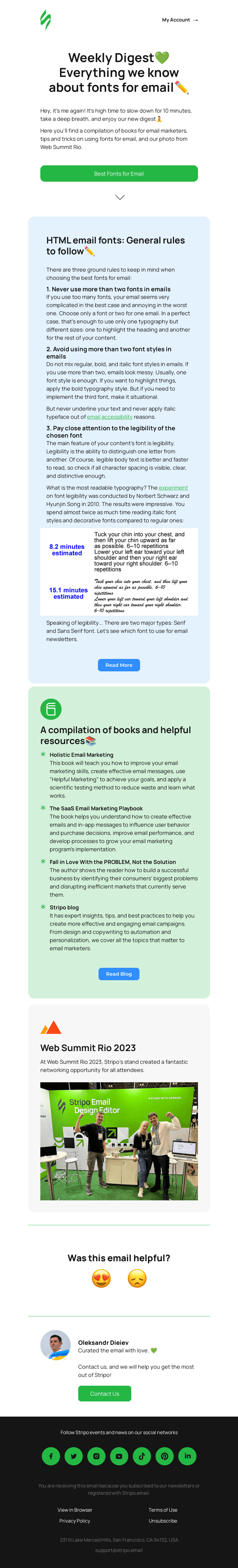 Письмо компании «Stripo» на тему «Veeery helpful content for email marketers✏️»