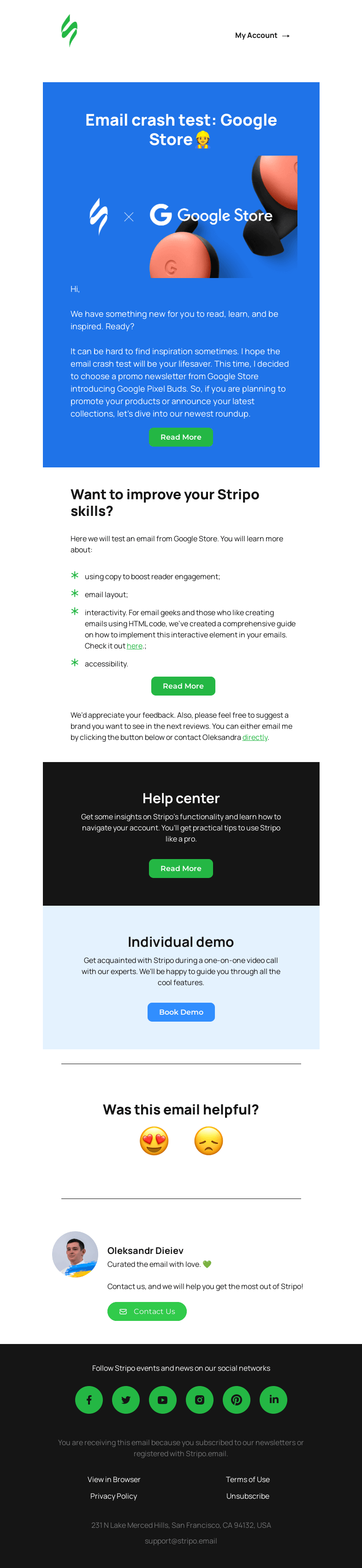 Письмо компании «Stripo» на тему «👷 Stripo crash tests: Google Store»