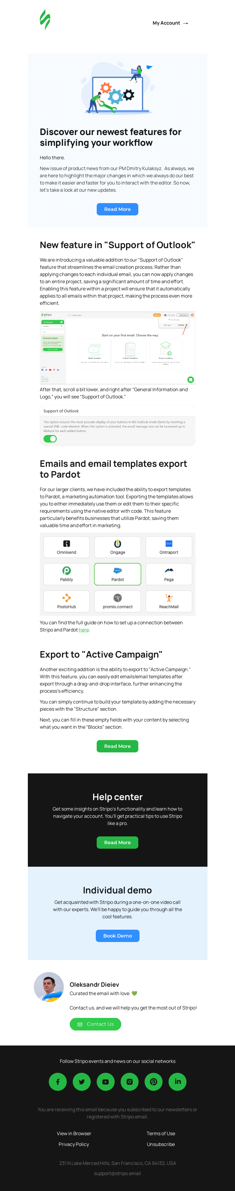 Письмо компании «Stripo» на тему «💌Product Update: Effortless email management»
