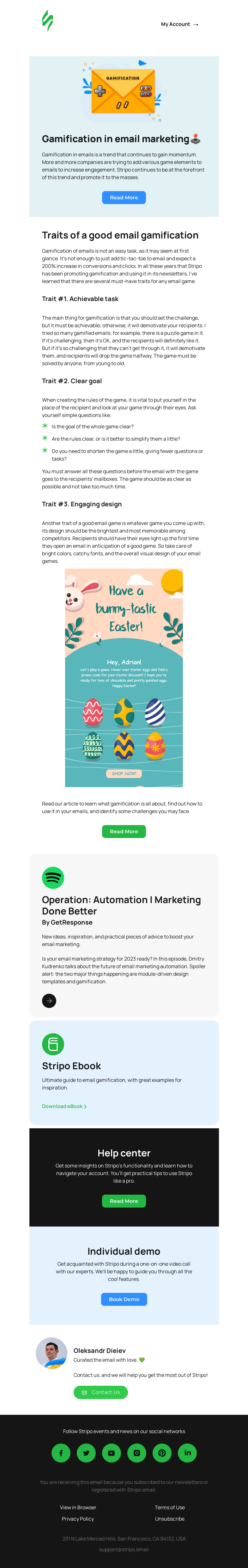 Письмо компании «Stripo» на тему «🚀 Level Up Your Email Marketing with These Gamification Strategies»