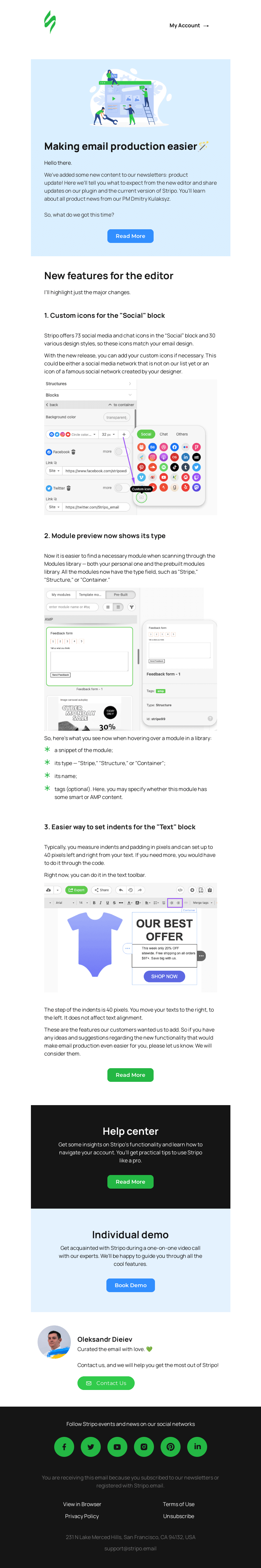 Письмо компании «Stripo» на тему «Product Update: Making email production easier🪄»