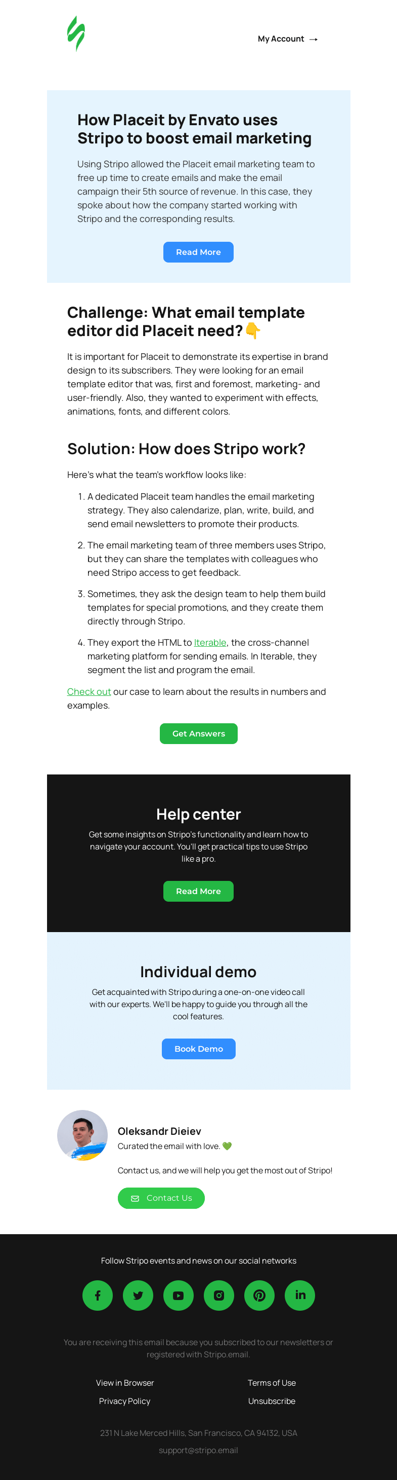 Письмо компании «Stripo» на тему «New case: Placeit by Envato❤️‍🔥»