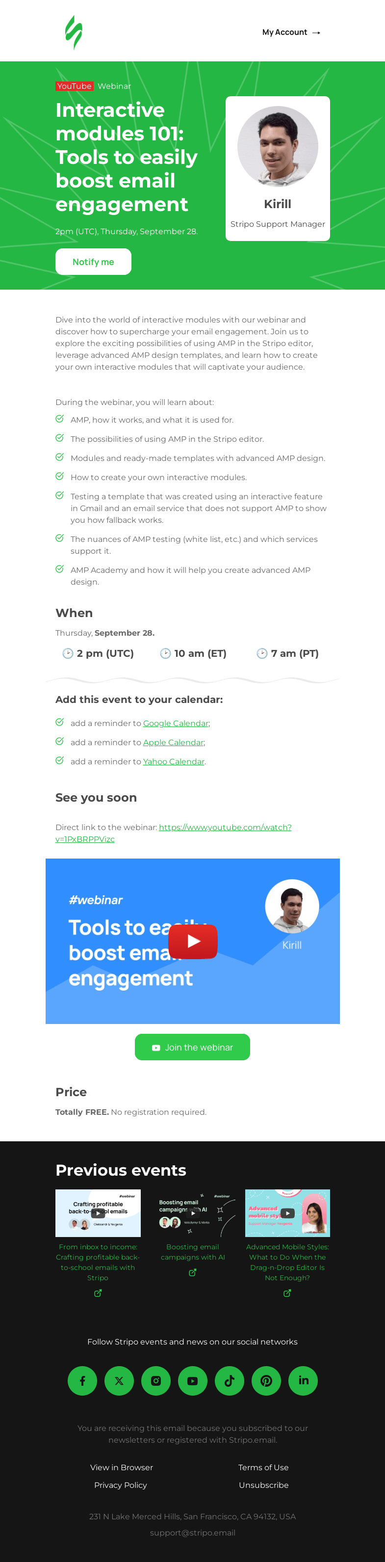 Письмо компании «Stripo» на тему «Interactive modules 101: Tools to easily boost email engagement»