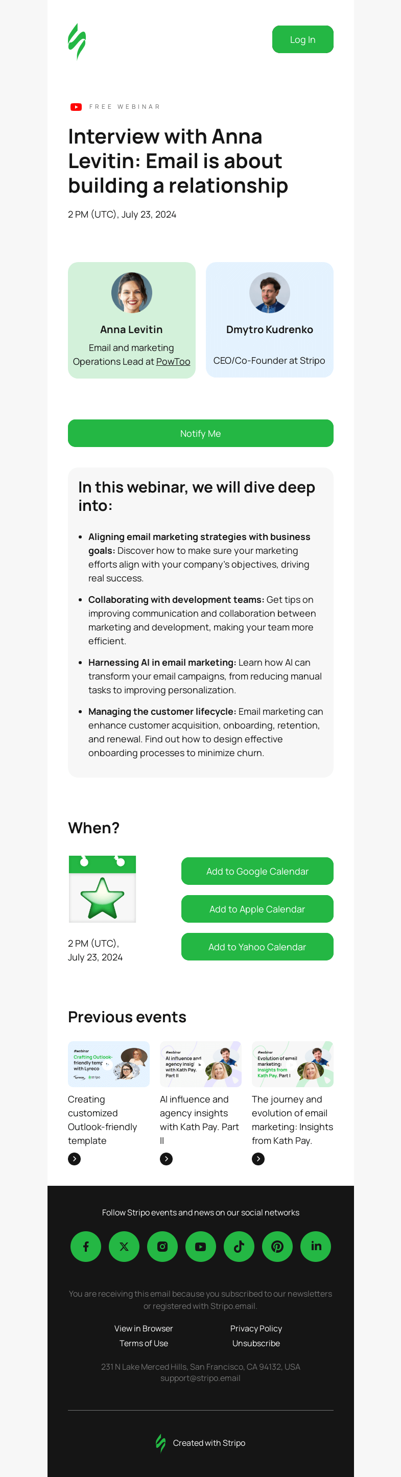 Письмо компании «Stripo» на тему «👷‍♀️Email is about building a relationship»