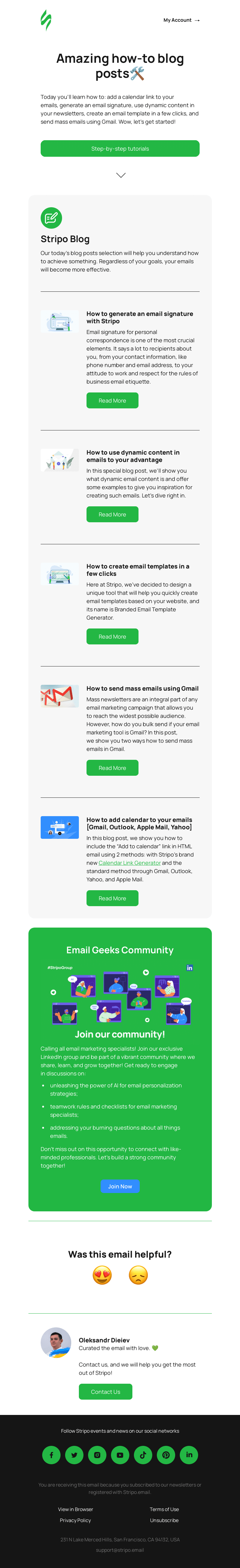 Письмо компании «Stripo» на тему «🛠️How-to blog posts selection🛠️»