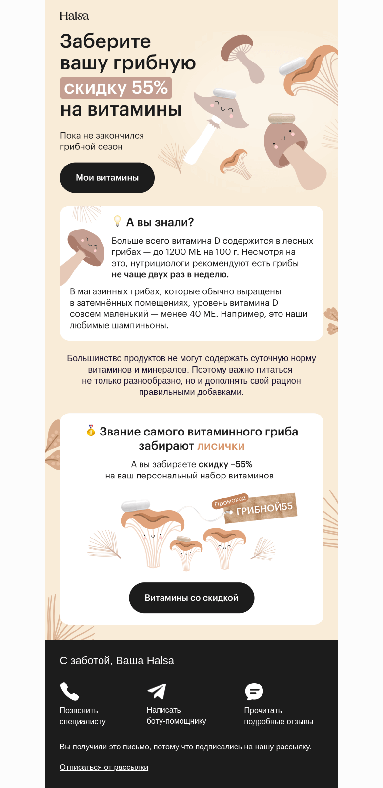 Письмо компании «Halsa» на тему «Спрятали лимитированную скидку»