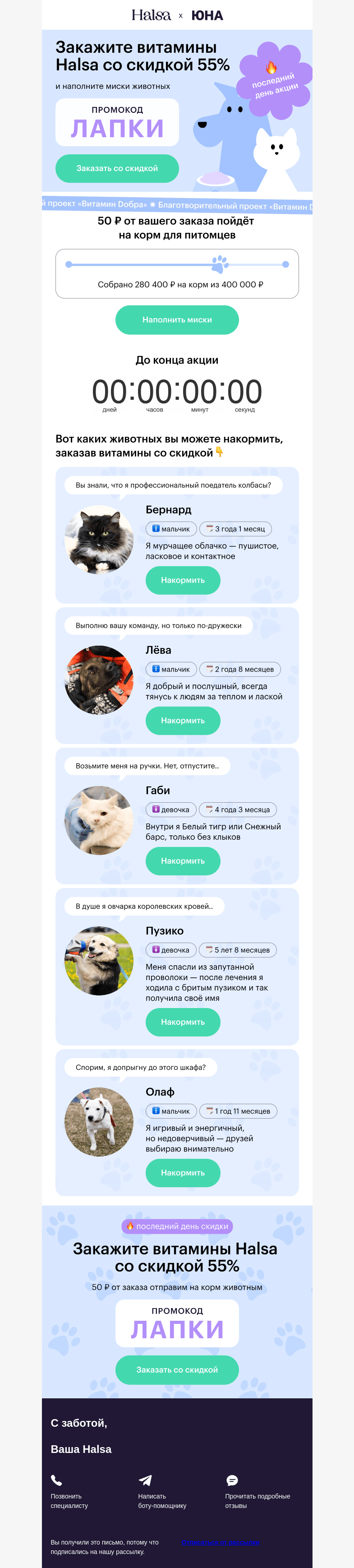 Письмо компании «Halsa» на тему «🌟 Последний день акции»