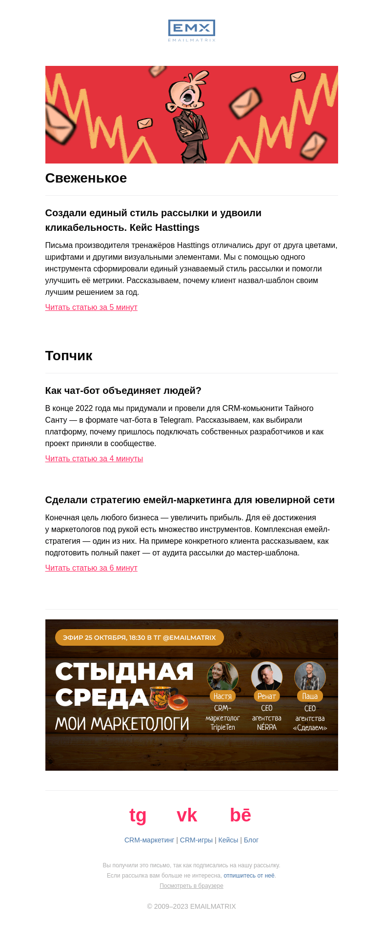 Письмо компании «EMAILMATRIX» на тему «Погнались за двумя зайцами»