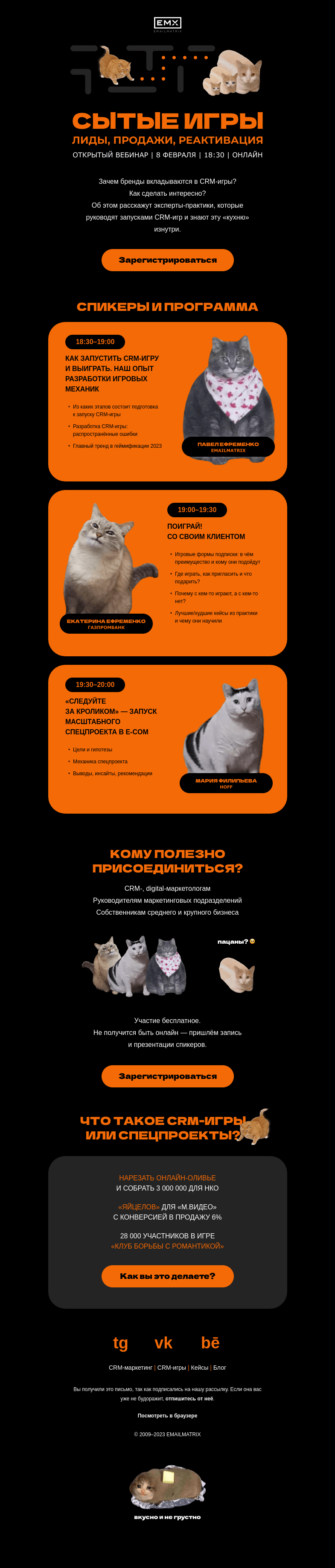 Письмо компании «EMAILMATRIX» на тему «Сытые игры с котами-буханками»