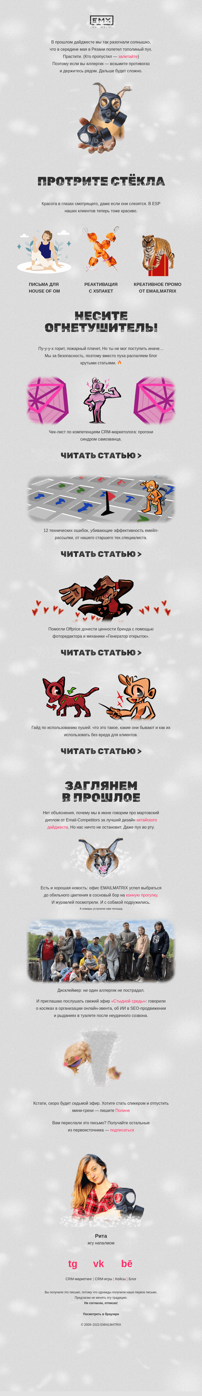 Письмо компании «EMAILMATRIX» на тему «Пух, перья, шерсть»