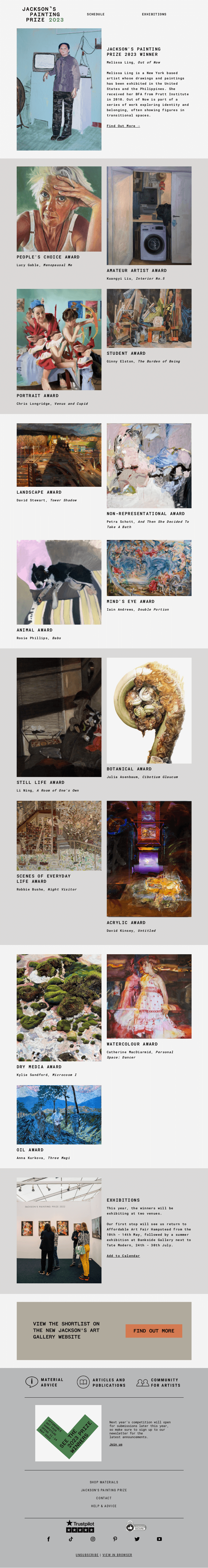 Письмо компании «Jackson's Art» на тему «Jackson's Painting Prize 2023 Winners Announced»