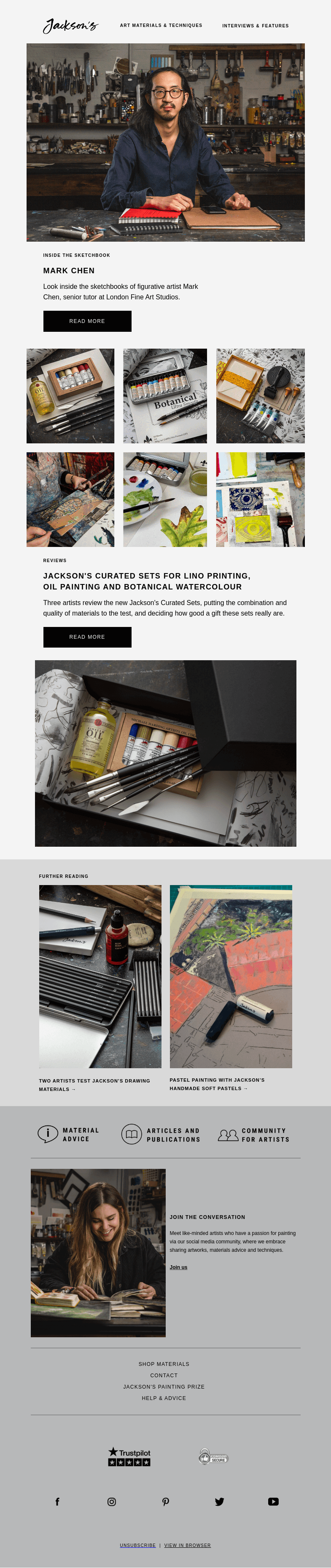 Письмо компании «Jackson's Art» на тему «Take A Look Inside the Sketchbook of Mark Chen»