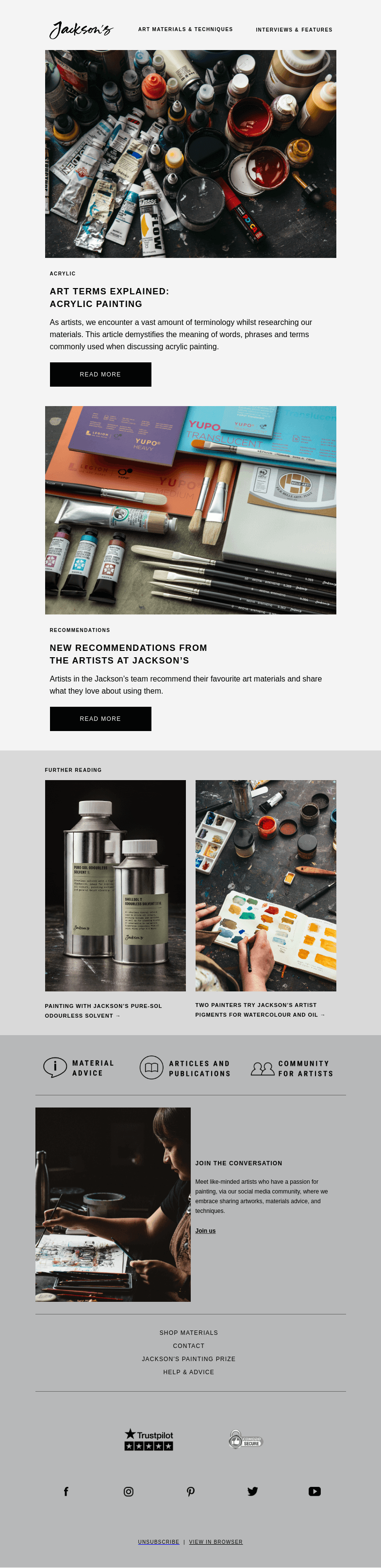 Письмо компании «Jackson's Art» на тему «Demistfying Terms Used in Acrylic Painting»
