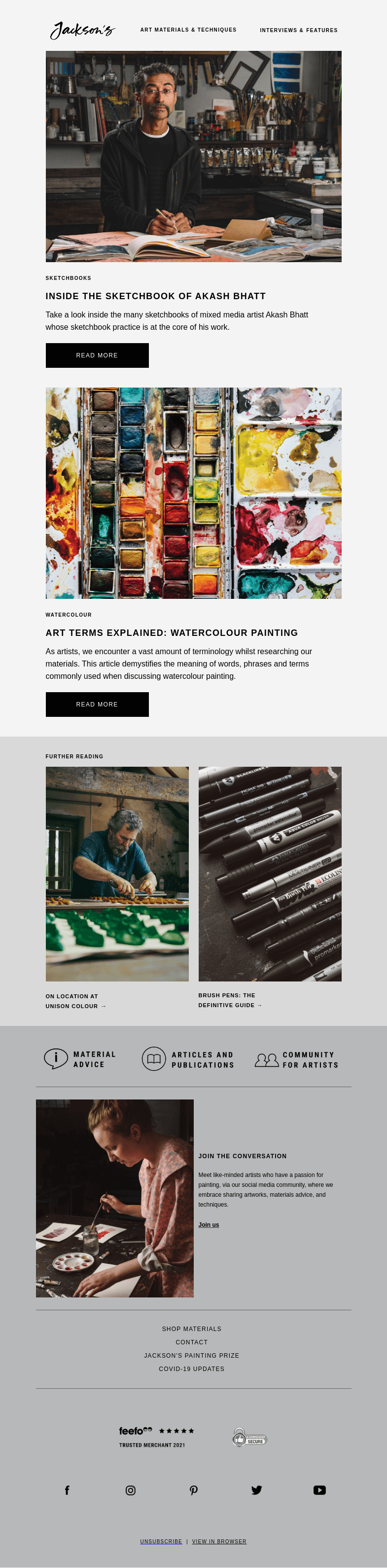 Письмо компании «Jackson's Art» на тему «Take a Look Inside the Sketchbook of Akash Bhatt»