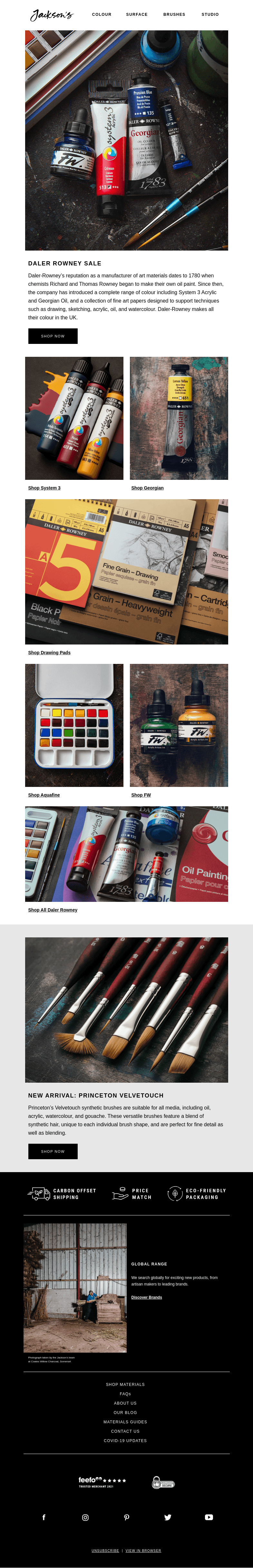 Письмо компании «Jackson's Art» на тему «Sale Reminder - Daler Rowney | Save a Further 15%»