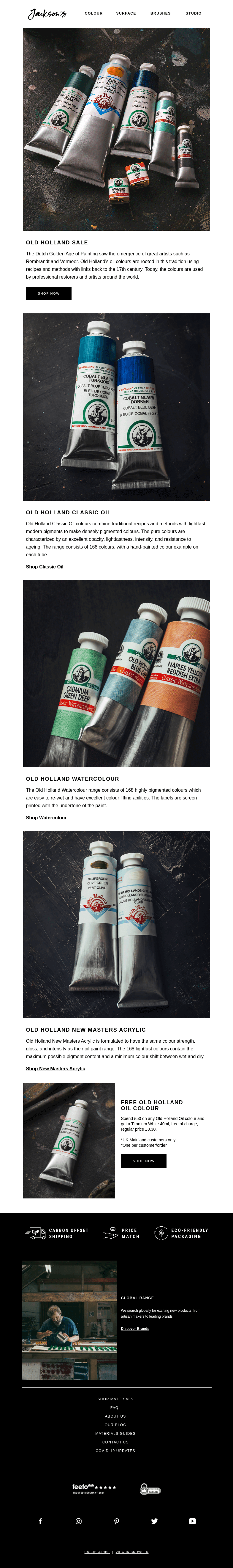 Письмо компании «Jackson's Art» на тему «SALE - Old Holland»