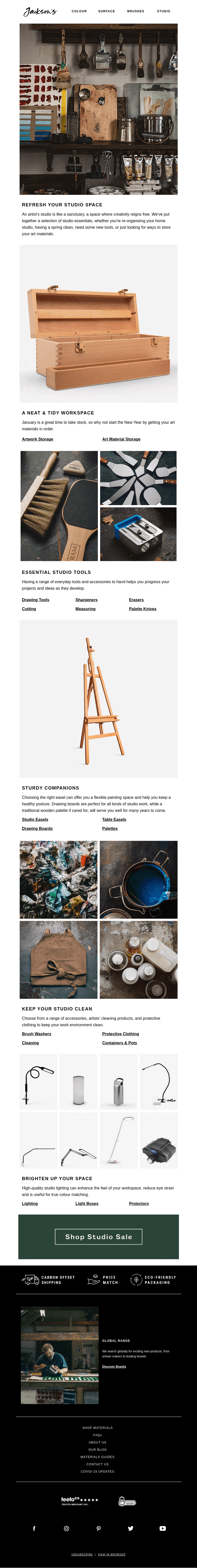 Письмо компании «Jackson's Art» на тему «Sale Reminder - Studio Essentials»