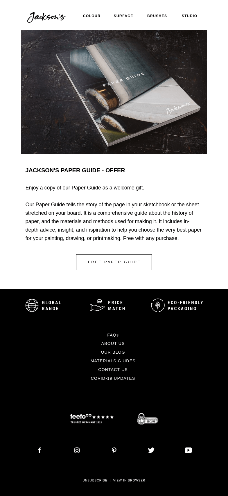 Письмо компании «Jackson's Art» на тему «Jackson’s»