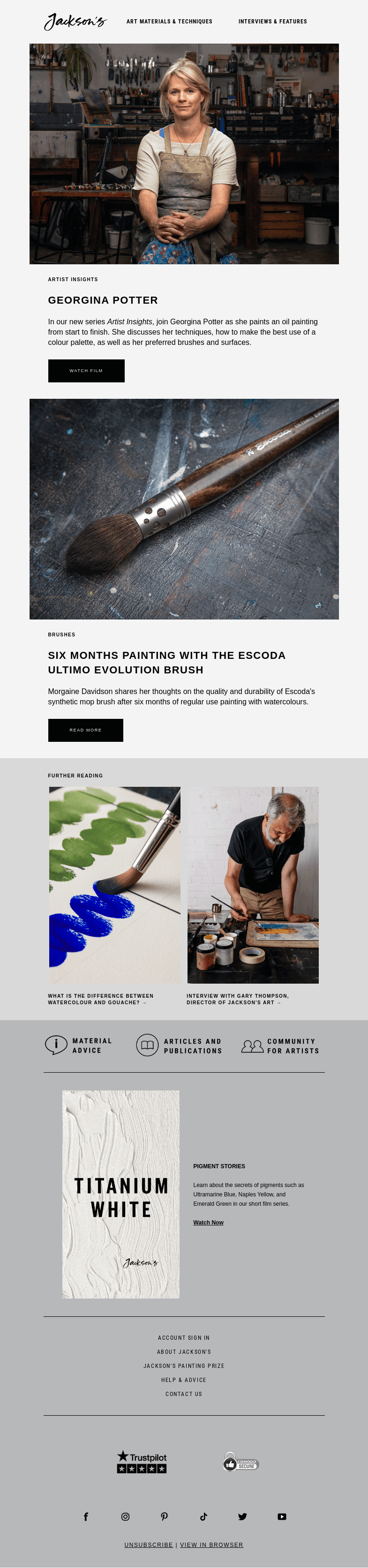 Письмо компании «Jackson's Art» на тему «New Film Series Launch: Artist Insights»