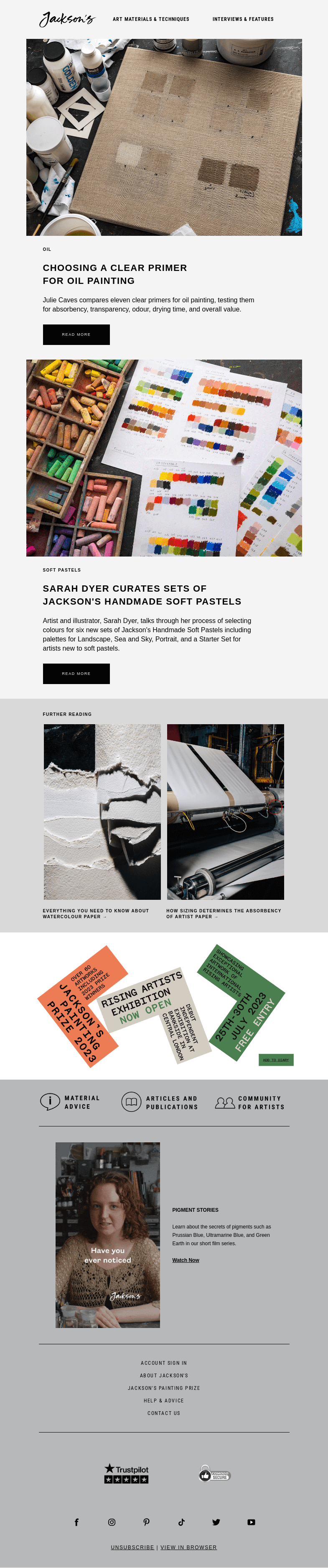 Письмо компании «Jackson's Art» на тему «Choosing a Clear Primer for Oil Painting»