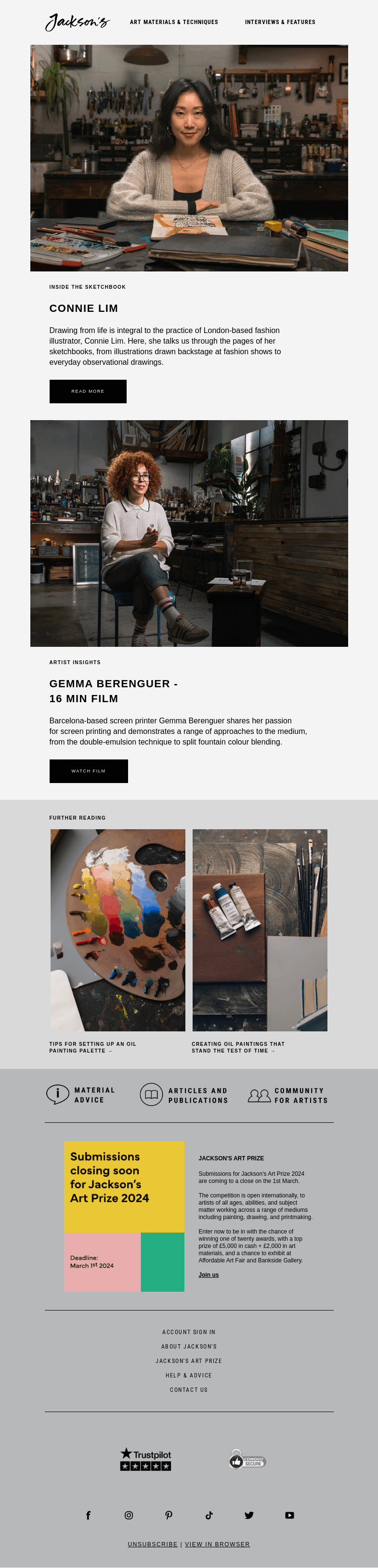 Письмо компании «Jackson's Art» на тему «Inside the Sketchbook of Connie Lim»