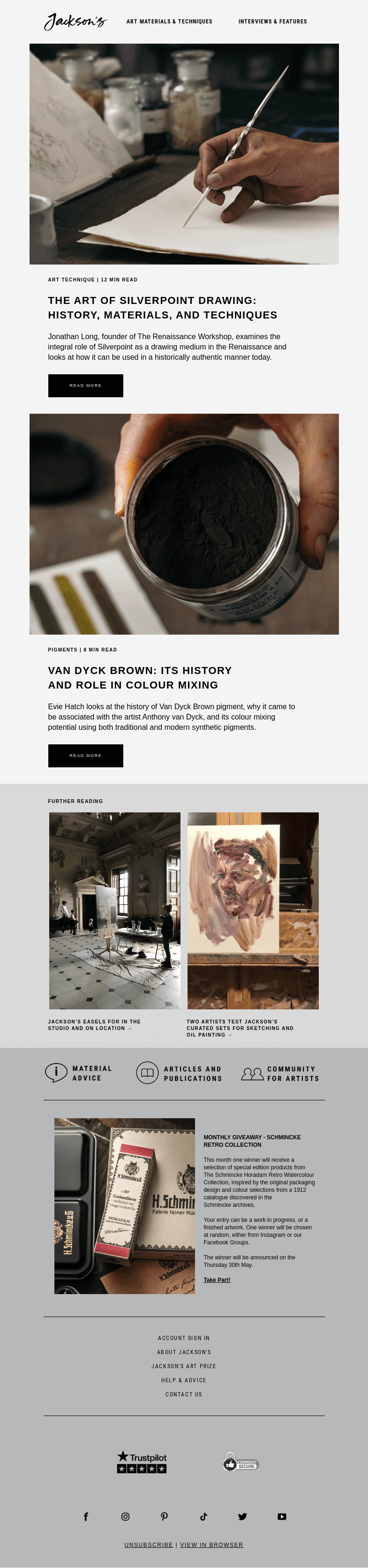 Письмо компании «Jackson's Art» на тему «The Art of Silverpoint Drawing: History, Materials, and Techniques»