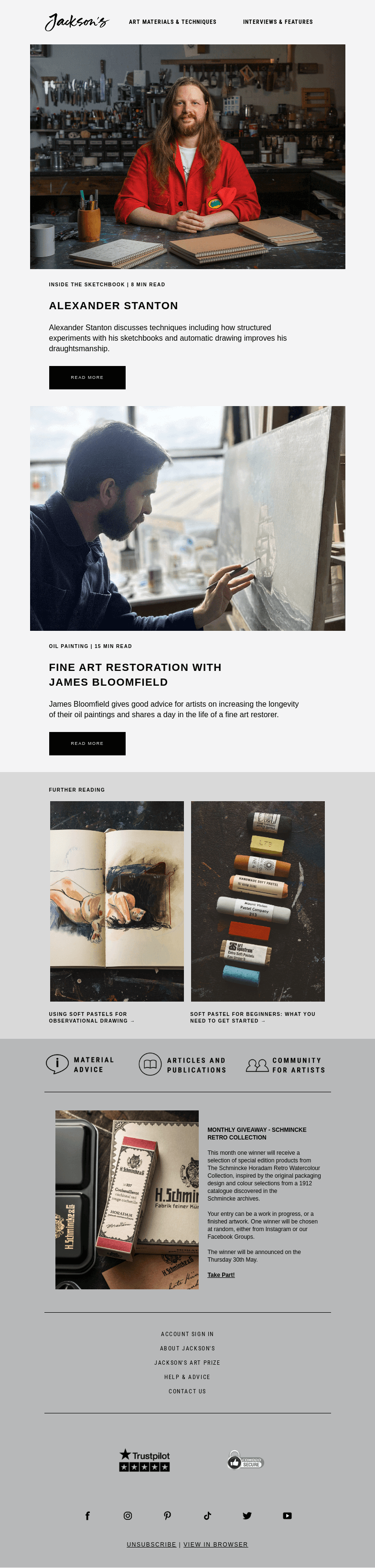 Письмо компании «Jackson's Art» на тему «Inside the Sketchbook of Artist and Illustrator Alexander Stanton»