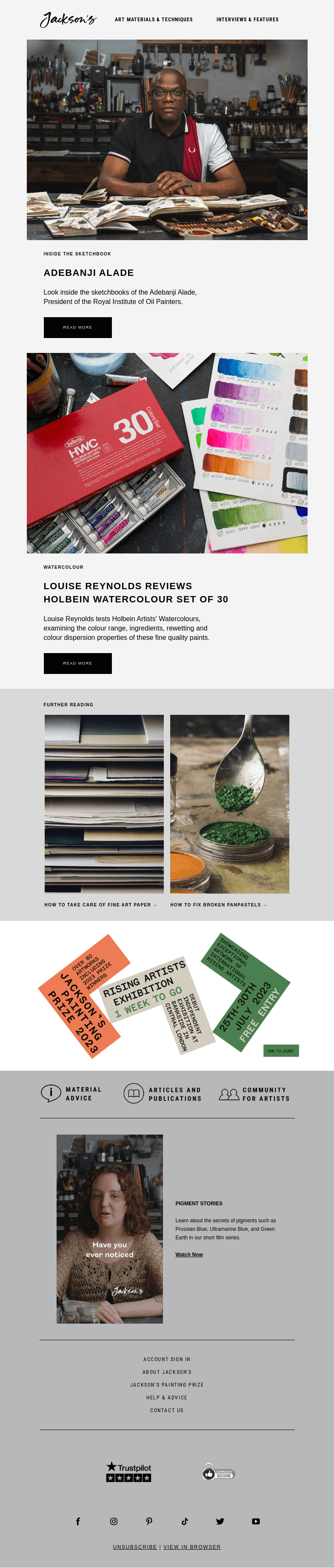 Письмо компании «Jackson's Art» на тему «Inside the Sketchbooks of Adebanji Alade»